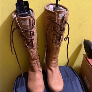 UGG Women's Tan Lace-Up Winter Boots
